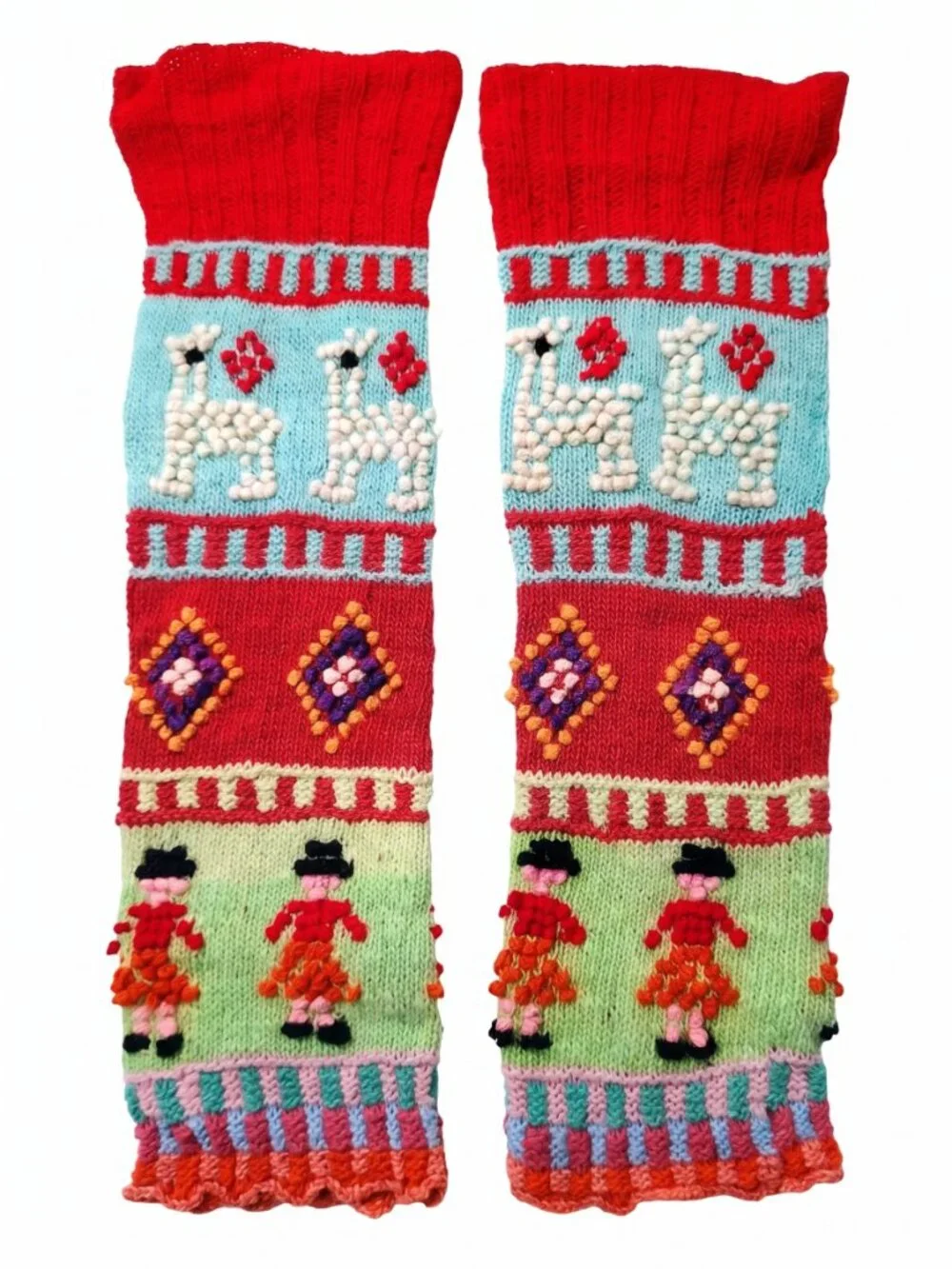 Andean Hand-Knitted Leg Warmers with Alpaca Designs